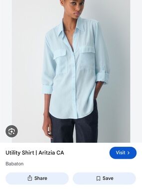Babaton Pale Blue Utility Button-Down Shirt